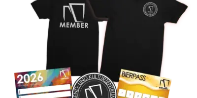 Membership Explosiv. Membership-Ausweis, Patch, Bierpass und T-Shirt