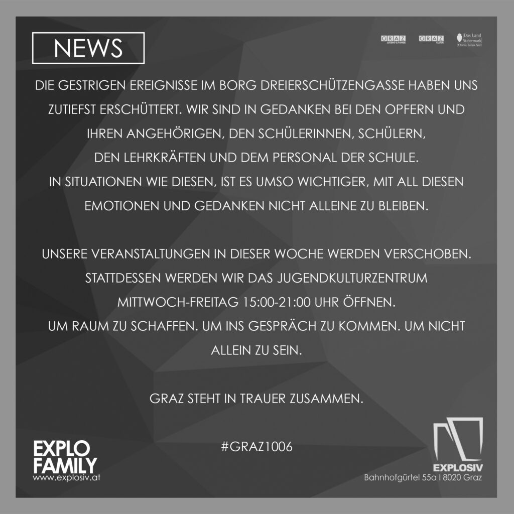 #Graz1006 – Wir stehen in Trauer zusammen